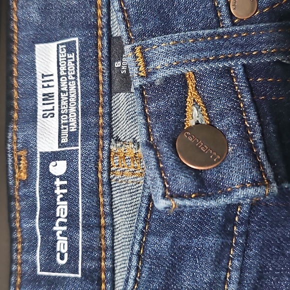 Carhartt Womens Slim Fit Skinny Leg Blue Denim Jeans 6 Short - Picture 4 of 6